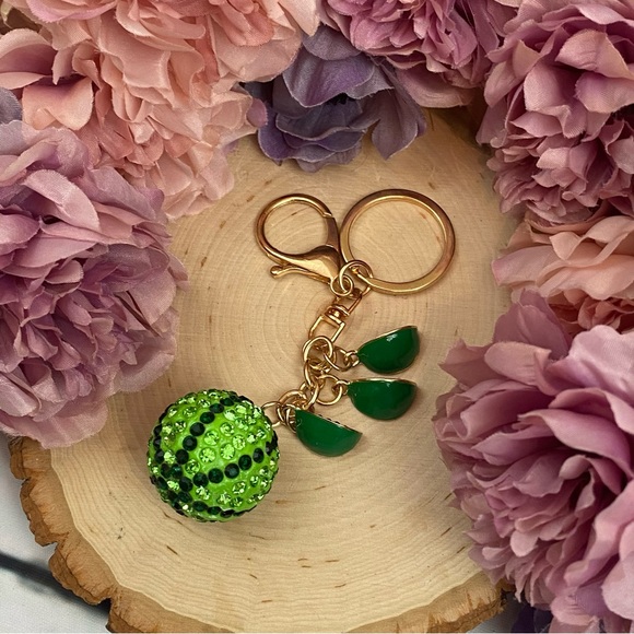 Crystal Watermelon & Watermelon Slice Charms Keychain - Picture 11 of 14